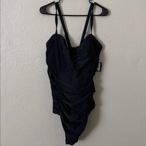 Torrid Wireless Lattice One-Piece Swimsuit Plus Size Black 4X